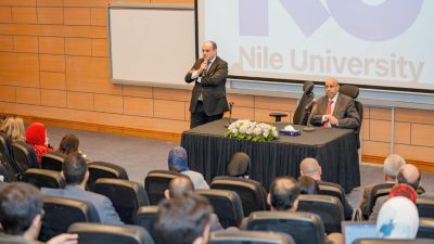 خلال مشاركته بفعاليات صالون جامعة النيل 6