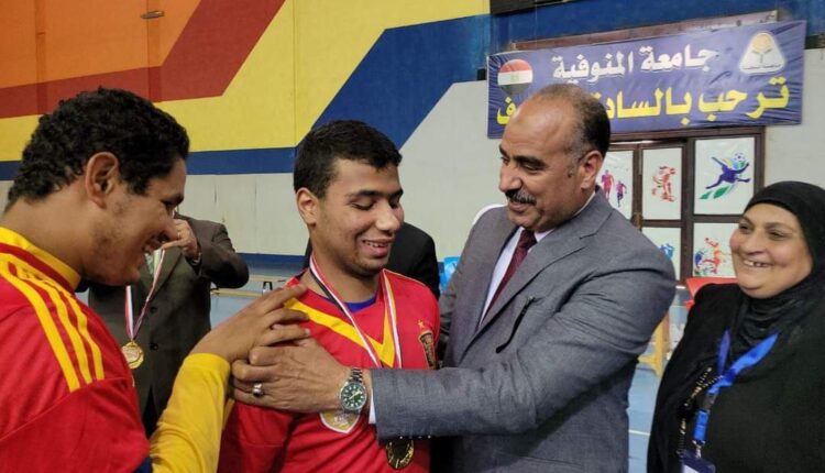 مدير تعليم المنوفية يشهد البطولة التنشيطية لكرة الهدف لمدارس المكفوفين بالصالة المغطاة بجامعة المنوفية